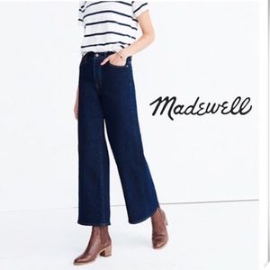 Madewell high rise wide leg crop dark wash jeans